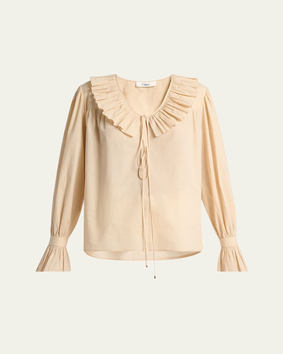 Ruffle Cotton Voile Blouse